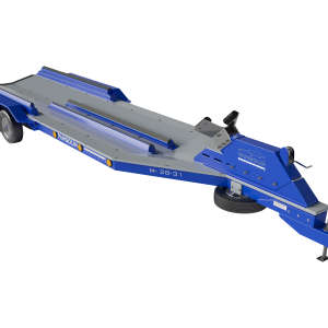 Pangolin Marine 28-31 composite boat trailer front view with corrosion-resistant composite frame and adjustable bunks for saltwater use