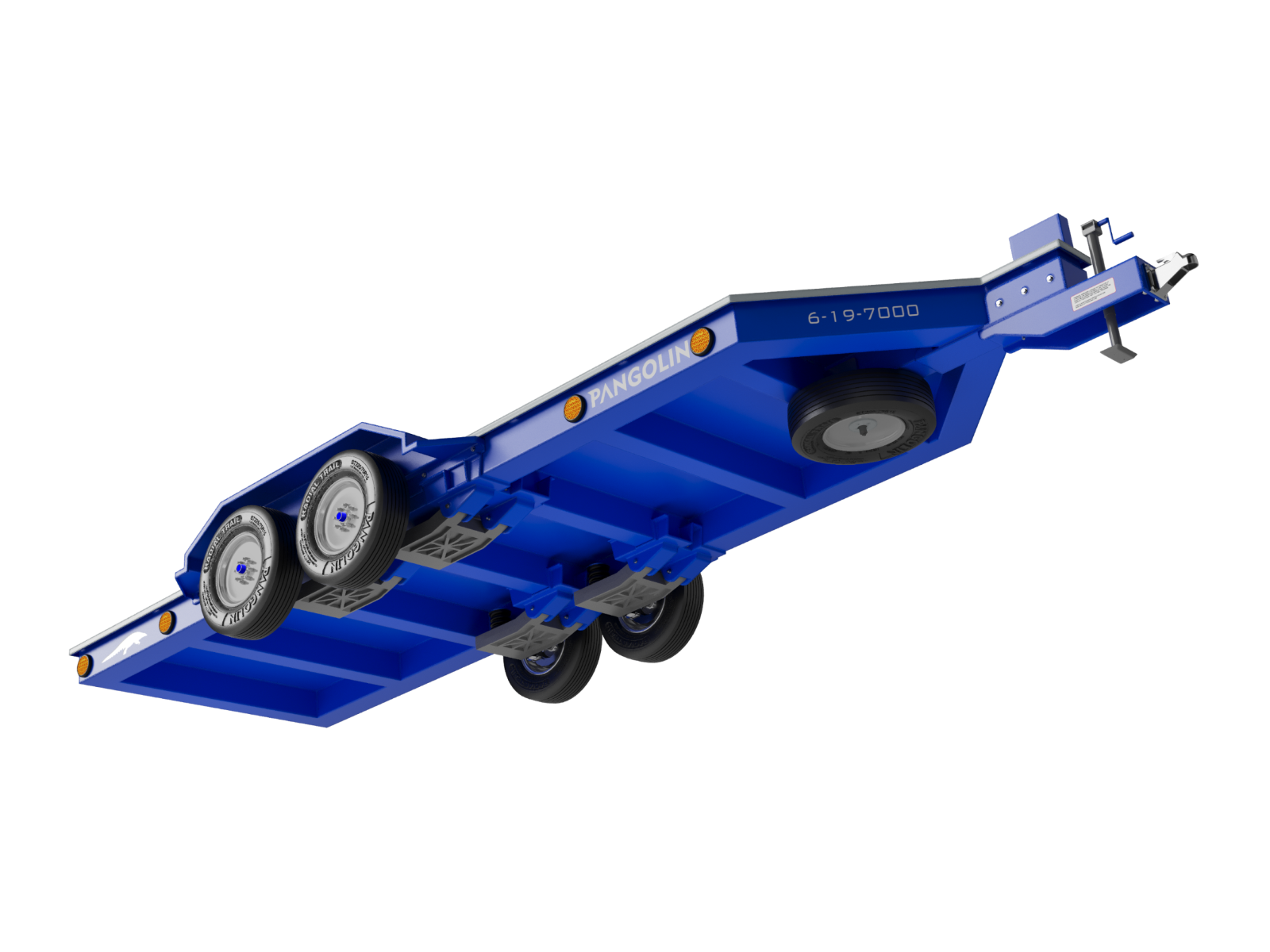 Pangolin Terra 6-19-7000 composite utility trailer underside view showing composite structure and independent suspension
